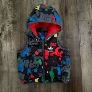 Adidas Baby Boy Puffer Vest, Multicolor Hooded Insulated Winter Gear